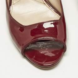 Pre Owned Miu Miu Size 40 Burgundy Patent Leather Peep Toe Pumps
