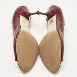 Pre Owned Miu Miu Size 40 Burgundy Patent Leather Peep Toe Pumps