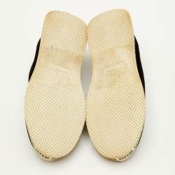 Pre Owned Miu Miu Run Size 37 Black Neoprene and Stretch Knit Crystal Embellished Slip On Sneakers