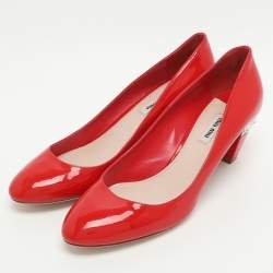 Pre Owned Miu Miu Embellished Size 40 Red Patent Leather Pumps