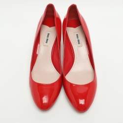 Pre Owned Miu Miu Embellished Size 40 Red Patent Leather Pumps