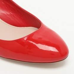 Pre Owned Miu Miu Embellished Size 40 Red Patent Leather Pumps