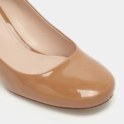 Pre Owned Miu Miu Embellished Size 41 Beige Patent Leather Pumps