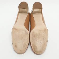 Pre Owned Miu Miu Embellished Size 41 Beige Patent Leather Pumps