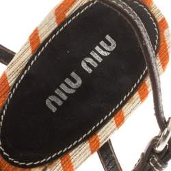 Pre Owned Miu Miu Multicolor Leather Ankle Strap Flat Sandals Size 37