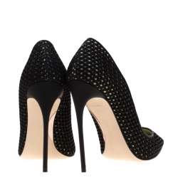 Pre Owned Miu Miu Black Mesh Pointed Toe Pumps Size 37