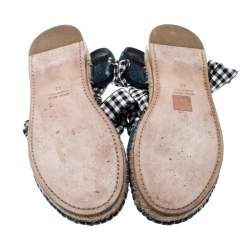 Miu Miu Blue Denim Fabric Tie Up Espadrille Flats Sandals Size 40