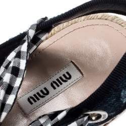 Miu Miu Blue Denim Fabric Tie Up Espadrille Flats Sandals Size 40