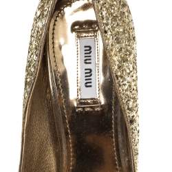 Miu Miu Metallic Gold Coarse Glitter Platform Pumps Size 38.5