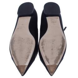 Pre Owned Miu Miu Black Satin Jewel Embellished Ballet Flats Size 39