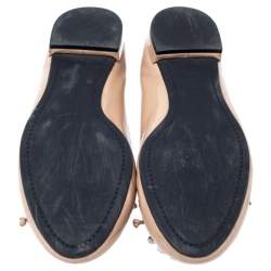 Pre Owned Miu Miu Beige Patent Leather Crystal Embellished Ballet Flats Size 37