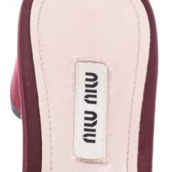 Miu Miu Burgundy Satin Crystal Embellished Open Toe Sandals Size 39.5