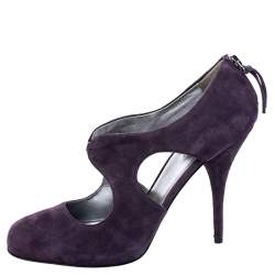 Miu Miu Purple Suede Cut Out Round Toe Pumps Size 38.5