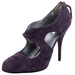 Miu Miu Purple Suede Cut Out Round Toe Pumps Size 38.5