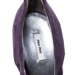 Miu Miu Purple Suede Cut Out Round Toe Pumps Size 38.5