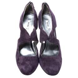 Miu Miu Purple Suede Cut Out Round Toe Pumps Size 38.5