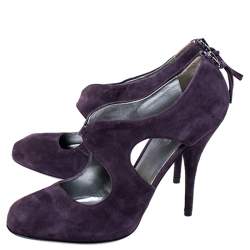 Miu Miu Purple Suede Cut Out Round Toe Pumps Size 38.5