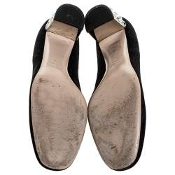Miu Miu Black Suede Crystal Heel Pumps Size 38