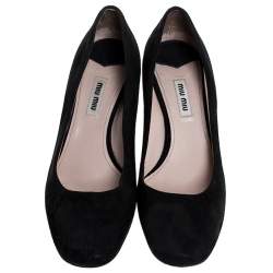 Miu Miu Black Suede Crystal Heel Pumps Size 38