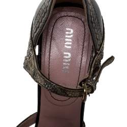 Miu Miu Metallic Grey/Silver Brogue Leather D'Orsay Strap Pumps Size 36.5