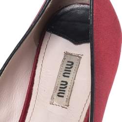 Miu Miu Red Satin Embroidered Crystal Studded Smoking Slippers Size 38.5