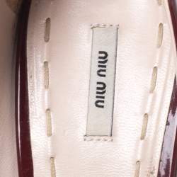 Pre Owned Miu Miu Burgundy Patent Leather Pointed Toe Pumps Size 38