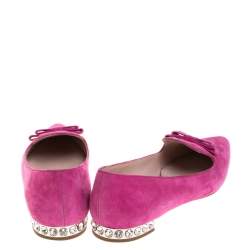 Pre Owned Miu Miu Pink Suede Leather Embellished Smoking Slipper Size 39.5