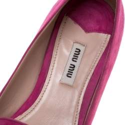 Pre Owned Miu Miu Pink Suede Leather Embellished Smoking Slipper Size 39.5