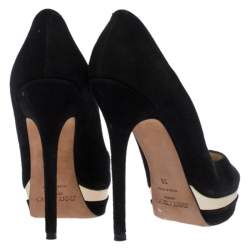 Pre Owned Jimmy Choo Black Suede Cosmic Platform Pumps Size 36