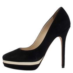 Pre Owned Jimmy Choo Black Suede Cosmic Platform Pumps Size 36
