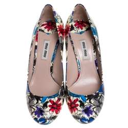 Miu Miu Multicolor Floral Print Patent Leather Pumps Size 36.5
