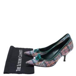 مملوكة مسبقًا Miu Miu Multicolor Floral Embellished Tweed Pointed Toe Pumps Size 38.5