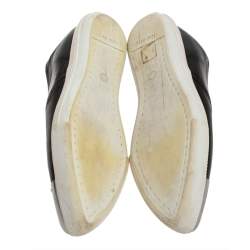 Pre Owned Miu Miu Black Leather Metal Cap Toe Sneakers Size 38.5