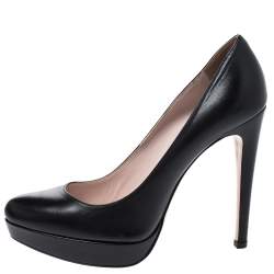 Miu Miu Black Leather Platform Pumps Size 38