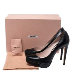 Miu Miu Black Leather Platform Pumps Size 38