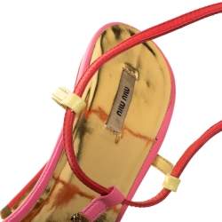 Miu Miu Multicolor Gems Embellished Leather T- Strap Sandals Size 39