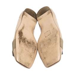 Miu Miu Beige Crystal Embellished Patent Leather Square Toe Ballet Flats Size 38