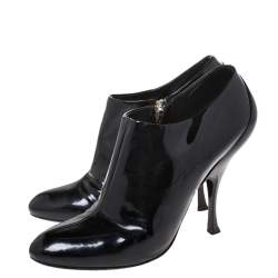 Miu Miu Black Patent Leather Zip Booties Size 40