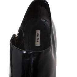 Miu Miu Black Patent Leather Zip Booties Size 40