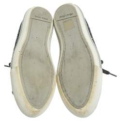 Miu Miu Metallic Grey Glitter And Metal Cap Toe Low Top Sneakers Size 37