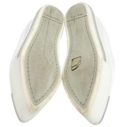 Miu Miu White Leather Metal Cap Toe Platform Slip On Sneakers Size 37