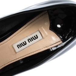 Miu Miu Black Patent Bow Peep Toe Pumps Size 38.5