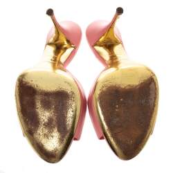 Pre Owned صندل ميو ميو جلد أخضر / برتقالي مزخرف كريستال بفيونكة مقاس 37.5