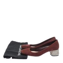 Miu Miu Burgundy Suede Crystal Heel Pumps Size 37