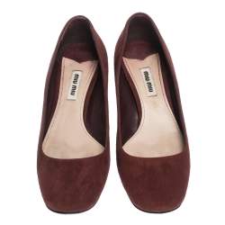 Miu Miu Burgundy Suede Crystal Heel Pumps Size 37