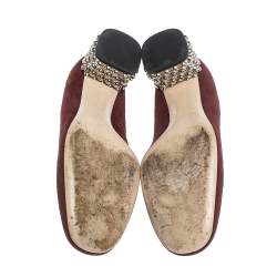 Miu Miu Burgundy Suede Crystal Heel Pumps Size 37