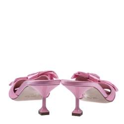 Miu Miu Pink Satin Bow Embellished Slide Sandals Size 40
