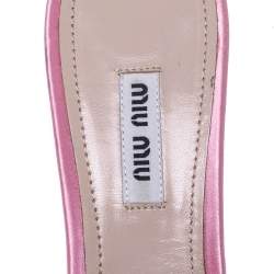 Miu Miu Pink Satin Bow Embellished Slide Sandals Size 40