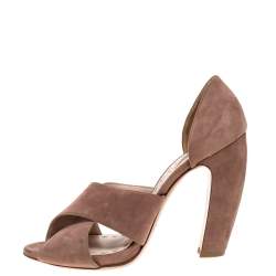 Miu Miu Pink Suede Cross Strap D'orsay Sandals Size 39.5