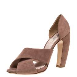 Miu Miu Pink Suede Cross Strap D'orsay Sandals Size 39.5